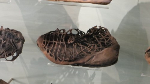 Although the museum contains many treasures, the simpler things often impress the most.  The boggy ground has preserved leather very well, from sandles ...